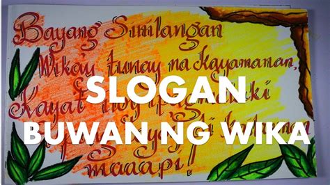 slogan tungkol sa wikang filipino brainly